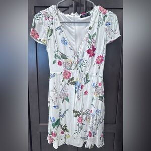 Bershka Ivory Midi Dress with Multicolor Floral Print